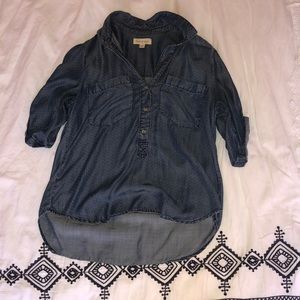Anthropologie Cloth and Stone jean shirt with polka dots